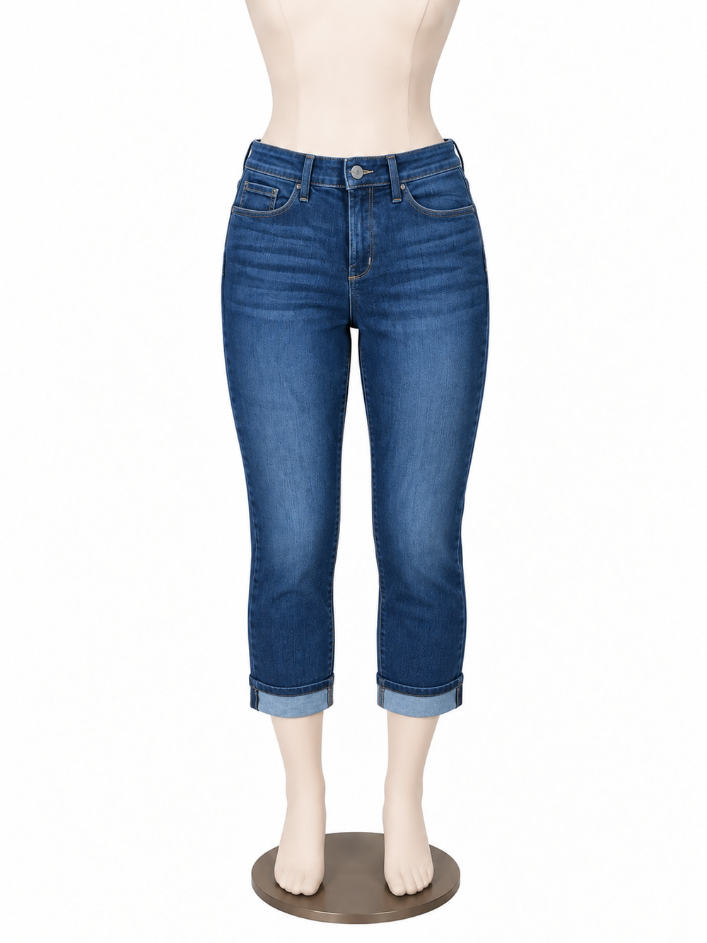 NYDJ Marilyn Crop Slim Straight Jeans Womens Size 8 Dark Wash Blue Lift Tuck